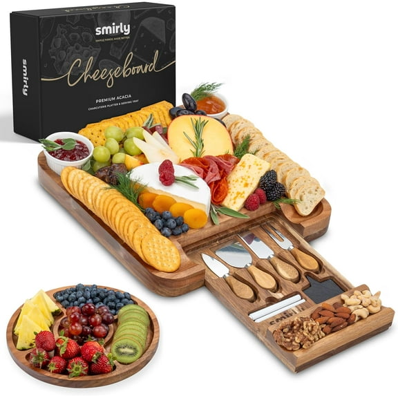 Charcuterie Boards Gift Set: Charcuterie Board Set, Bamboo Cheese Board Set - House Warming Gifts New Home, Wedding Gifts for Couple, Bridal Shower Gift