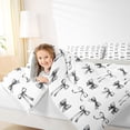 thumbnail image 4 of jejeloiu Kawaii Ribbon Bow Twin Comforter Sets,Gray White Bedding Set For Girl Kids Reversible 2pcs, 4 of 8