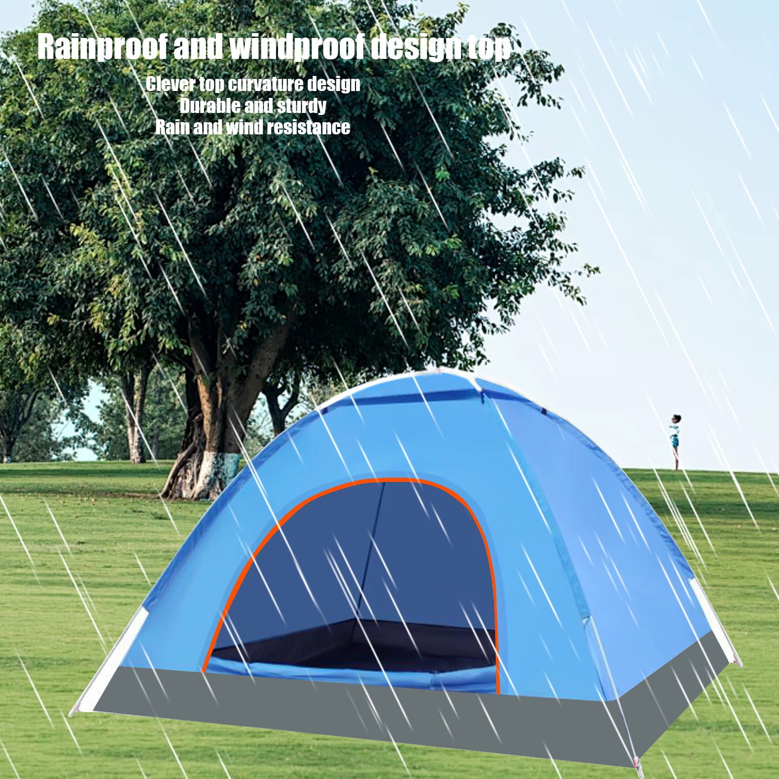 Automatic Instant Tent - Lightweight 3-Person Camping Tent with Quick Setup, Windproof & Waterproof, Large Interior, Ultra Portable for Family Outdoor Adventures, Hiking, Travel & Home Use
