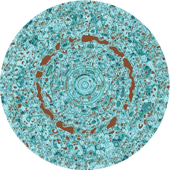 Ahgly Company Machine Washable Indoor Round Transitional Green Area Rugs, 8' Round