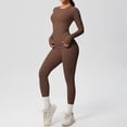 thumbnail image 2 of Afdoent Women 2 Piece Workout Sets Solid Color Breathable Yoga Long Sleeve And High Waisted Pants Workout Running Gym Fitness Activewear Outfit Track Suits, 2 of 5