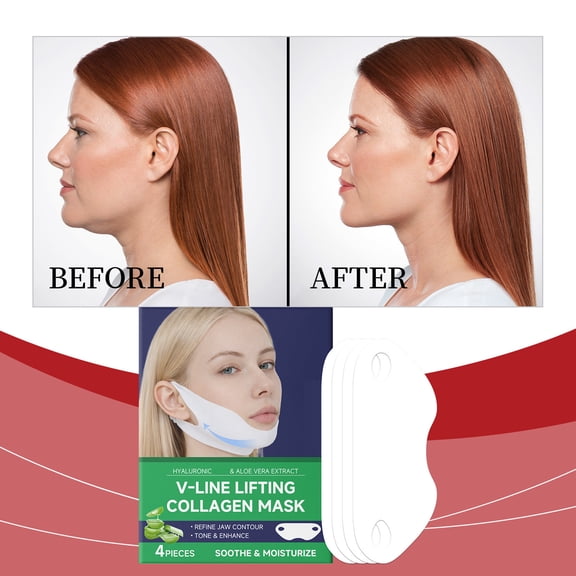 PiGOGI V Line Lifting Collagens Face Mask Lift Firm and Jawline Double Chin 4PCS