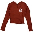 thumbnail image 5 of Billabong Women's Magic Swell Waffle Knit Crop Long Sleeve Thermal Top Shirt (Medium, Burnt Red), 5 of 6
