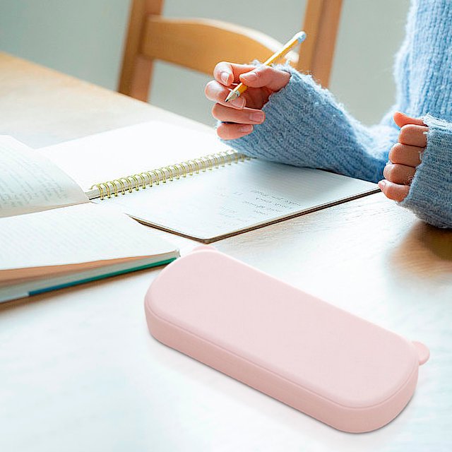 Xihbxyly Caja de Almacenamiento de Papelería, Organizador de Escritorio Compacto, Diseño Transparente, Tapa Apilable, Multiusos para Oficina, Cocina, Dormitorio, Hogar, 1 Estuche para Lápices, Soluci