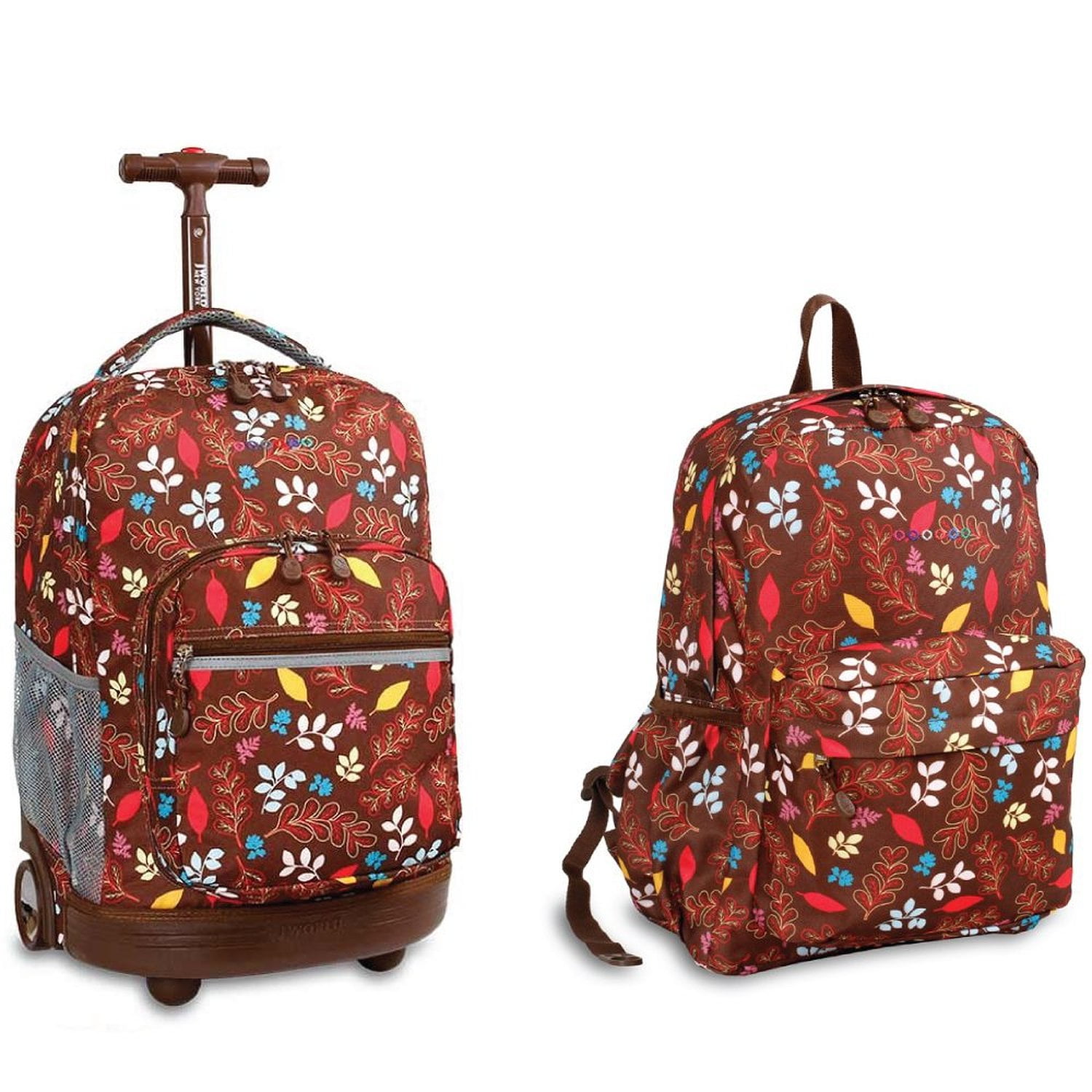 J World New York Sunrise Rolling Backpack & Oz Backpack Set (Autumn
