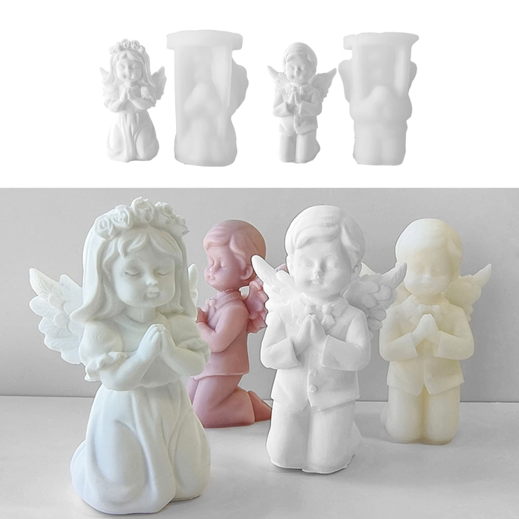 COMEET Candle Moulds, 3D Prayer Girl Silicone Fondant Mold Epoxy Resin Mold Pottery Plaster Chocolate Cake Decoration Kitchen Baking