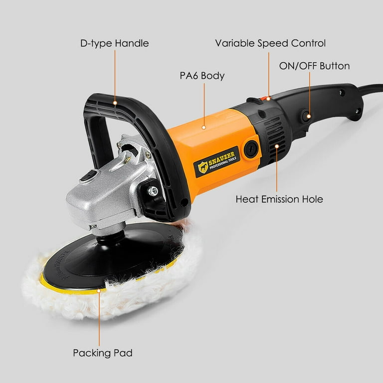 SILVEL Buffer Polisher, 1600W 7 Inch/6 Inch Polisher for Car Detailing, Wax  Machine, 7 Variable Speed, with 6 Foam Pads, 3 Wool Pads, Packaging Bag