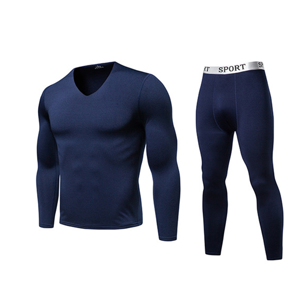 COUTEXYI Men Thermal Underwear Set, LongSleeves Top + ElasticWaist