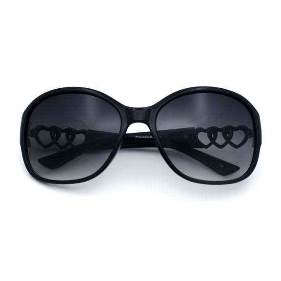 SA106 Womens Metal Heart Jewel Chain Hinge Classic Round Butterfly Plastic Sunglasses / Black Gunmetal Frame - Smoke Lens