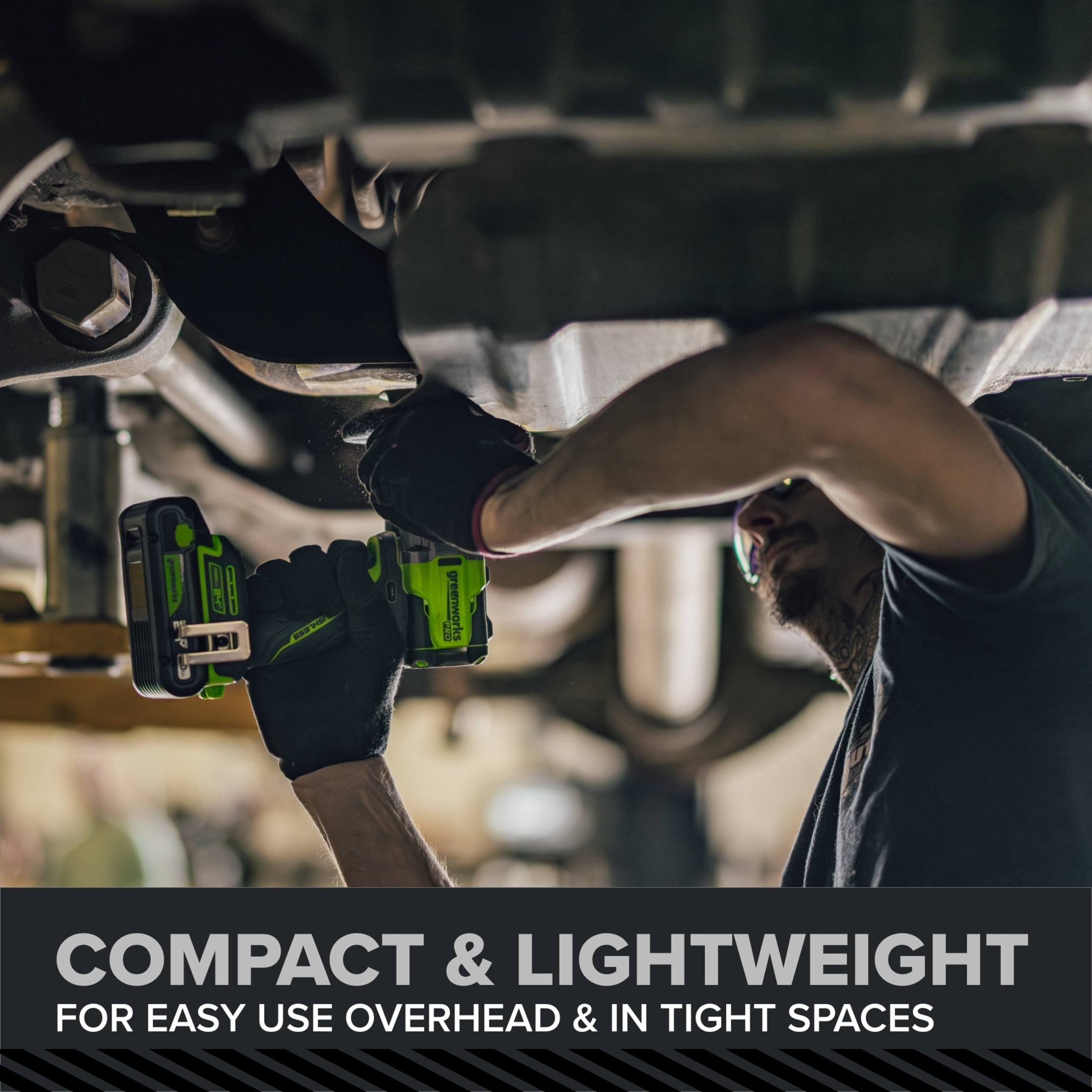 Greenworks Pro PowerAll 24V Brushless 400 ft-lb Breakaway Torque 3/8" Impact Wrench, Tool Only, IW5370A1