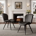 thumbnail image 3 of Daluvenix Modern Dining Chairs Set of 2 Upholstered Comfy Fabric Kitchen & Dining Room Chairs with Metal Legs & Thick Cushions for Living Room, Black, 3 of 7