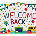thumbnail image 4 of Yatrandify Colorful Welcome Back School Themed Banner with Star Cloud Pencil Globe Apple Bus and Backpack Elements for Classroom Decor School Events Party Backdrop Photography Props, 4 of 8