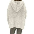 thumbnail image 3 of Frontwalk Women Casual Hooded Sweater Solid Color Pullover Long Sleeve Knitted Shirt V Neck Blouse White M, 3 of 3