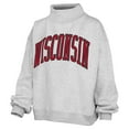 thumbnail image 2 of Women's Pressbox Heather Gray Wisconsin Badgers Oversized Nelson Mock Neck Sweatshirt, 2 of 3