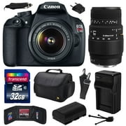 Canon EOS Rebel T5 Digital SLR Camera with EF-S 18-55mm IS II and Sigma 70-300mm f/4-5.6 DG Macro Lens with 32GB Memory, Large Case, Extra Battery, Travel Charger, Card Wallet, Cleaning Kit 9126B003