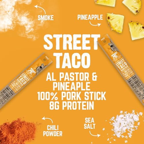 Righteous Felon Meat Sticks - Gluten Free & Keto Pork Sticks, Protein Snacks, Street Taco, 24 pack