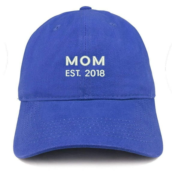 Trendy Apparel Shop Mom EST 2018 Embroidered Soft Cotton Dad Hat - Black