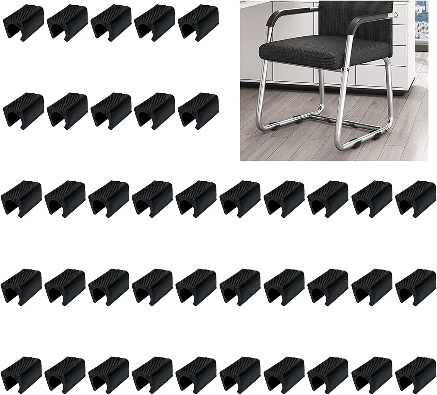 Chair Pads, 40Pcs Plastic Chair Leg Floor Protectors NonSlip U Shaped