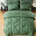 thumbnail image 2 of Flymme Queen Comforter Set with Sheets 7 Pieces Dark Green Bed in a Bag Queen Size Bed Set Soft Microfiber Pinch Pleat Bedding Set for All Season, 2 of 8