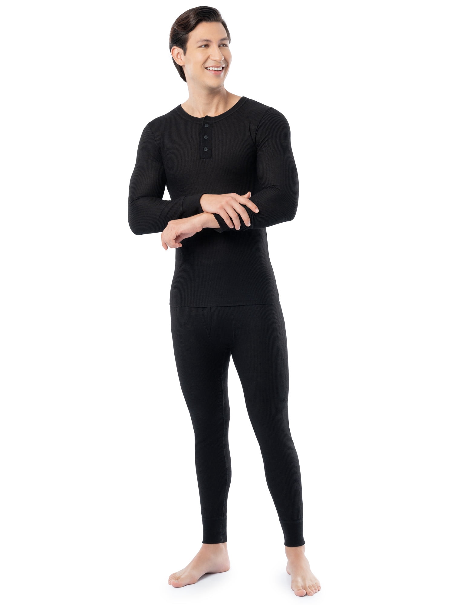 Fruit of the Loom Men's Thermal Waffle Underwear Henley Top, Sizes S-5XL