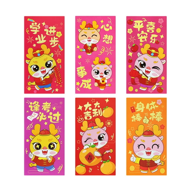 Toystoory Sobres rojos chinos de primera calidad, papel tradicional para aplicaciones amplias del Año Nuevo Lunar, 6 piezas Kits de decoración para fiestas 208J, 6 uds. 6.7 pulgadas