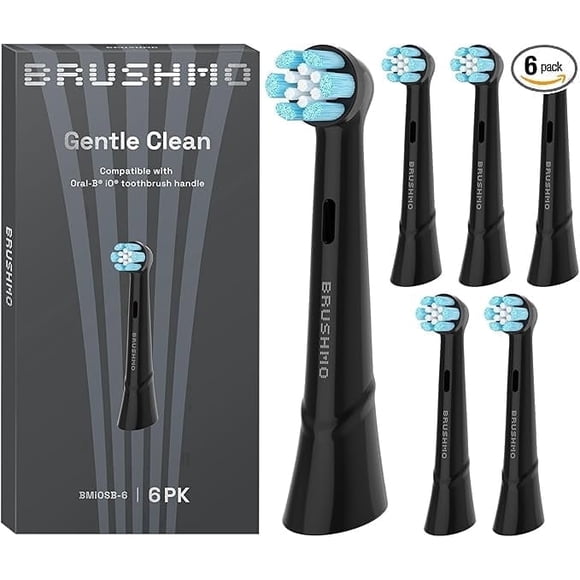 Brushmo Cabezales de Cepillo de Dientes de Limpieza Suave, Compatibles con Mangos de Cepillos de Dientes Eléctricos Oral-Bio Series, Eliminación de Placa, Cuidado de las Encías, BMiOS, Paquete de 6, N