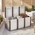 thumbnail image 2 of Gymax Deck Box Patio Container w/ Lockable Lid Weatherproof Plastic Storage Bin Brown & White, 2 of 9