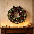 thumbnail image 4 of Kokovifyves 40cm Christmas Wreath for Front Door, 16"Holiday Artificial Garland with Red Bows, Shiny Ball Ornaments and Pine Cones for Indoor Outdoor Home Wall, 4 of 8