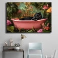 thumbnail image 5 of Mudket Framed Panther in Pink Bathtub Canvas Wall Art, Jungle Leopard Print Bathroom Wall Decor, Animal Wall Art for Living Room, Ready to Hang - 12"L x 8"W, 5 of 10
