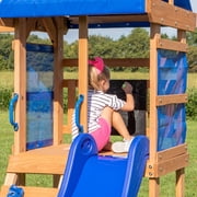 Backyard Discovery Aurora Cedar Wood Swing Set, Wave Slide, Play Deck, Rock Wall Ladder