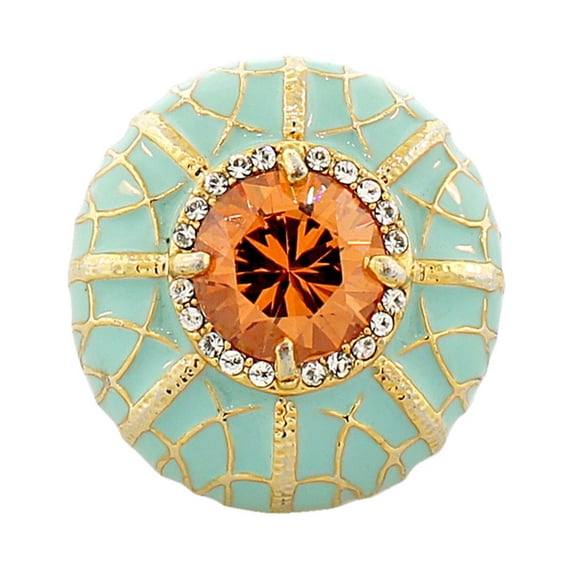 Fashion Alloy Yellow Gold-Tone Turquoise-Tone White Clear Brown CZ Cocktail Ring