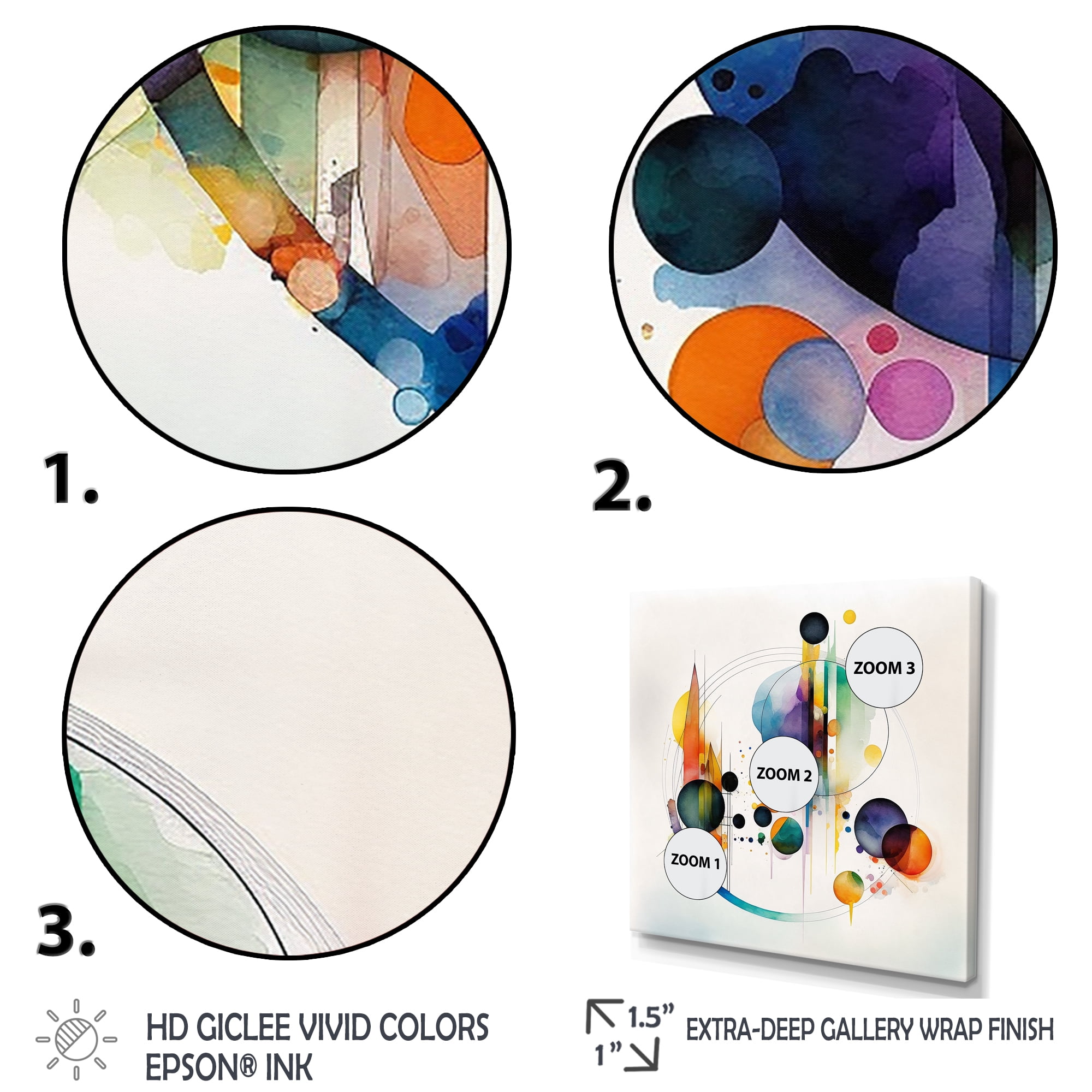 Designart Multi-Color Watercolor Geometric Art I Canvas Wall Art