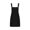 thumbnail image 3 of Cavosen Dresses for Women Overall Black Sleeveless Jumper Dress Midi Fashion Zipper Buckle Adjustable Overall Dress Plain Dress Square Neck Dress with Pocket Going Out Clothes L, 3 of 5