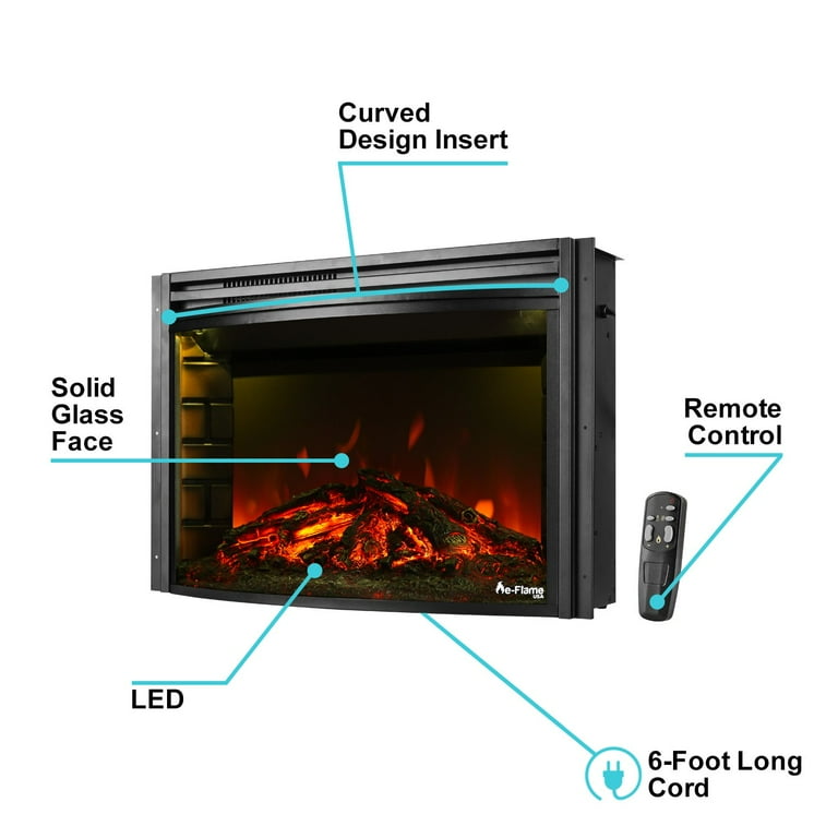 e-Flame USA 26 Curved Electric Fireplace Insert w/Remote Control -  Walmart.com