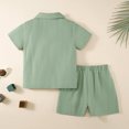 thumbnail image 6 of Usaibhir Baby Boy Cotton Linen Shorts Set Solid Color Short Sleeve Button Down T-Shirt Tops and Shorts Summer Outfit Clothes 12M-5T, 6 of 11