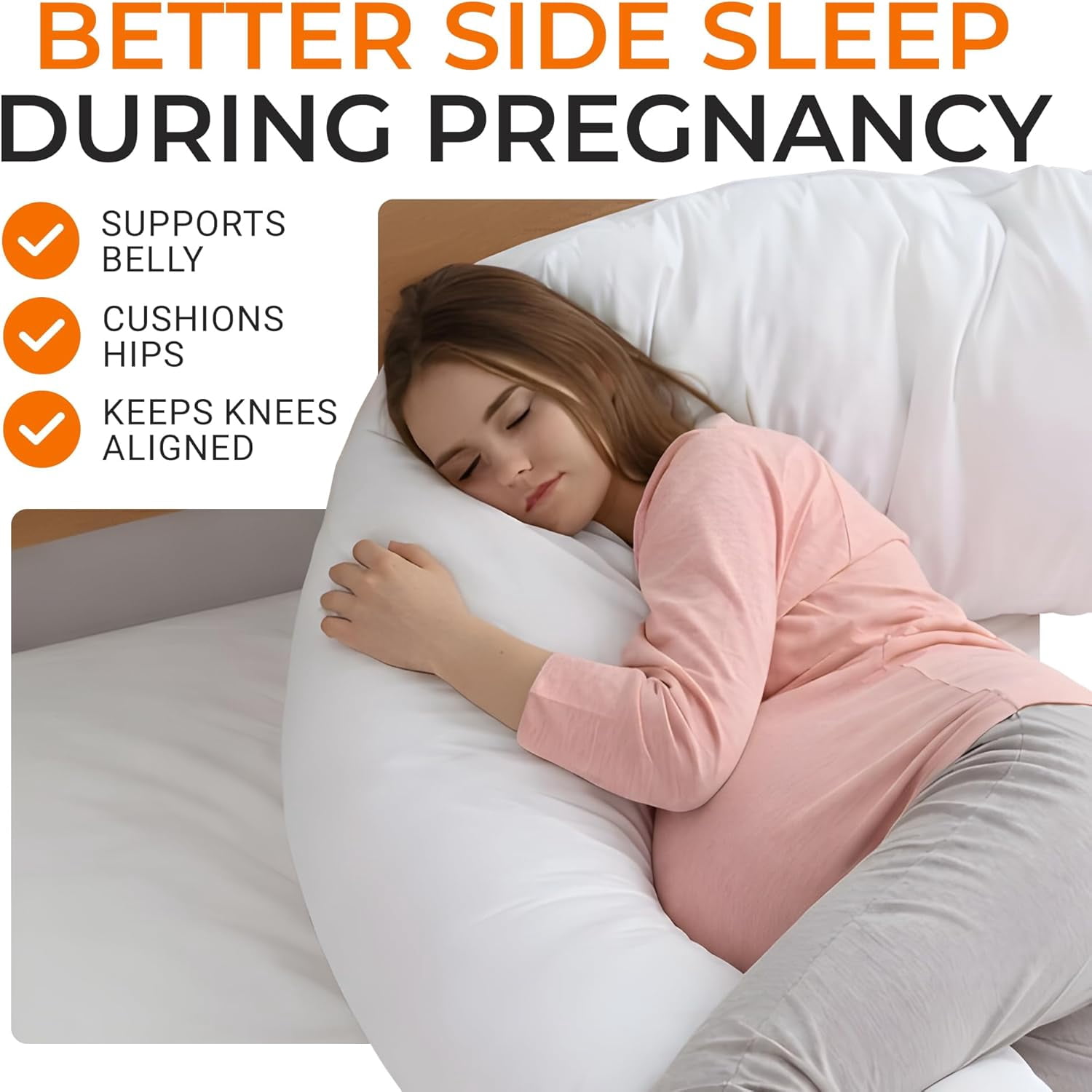 Extra Long Body Pillow for Side Sleeper, Pregnancy, Neck and Shoulder Support - Zippered Cover (19" x 90")