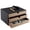 wood grain black, variant on PU Leather Desk Organizer with 3 Drawers,Executive Office Supplies Desktop Filing A4 File Cabinet/Holder for Jewelry/Bill/Paper/Documents/Makeup Home Decor Stationery Storage Box,Black