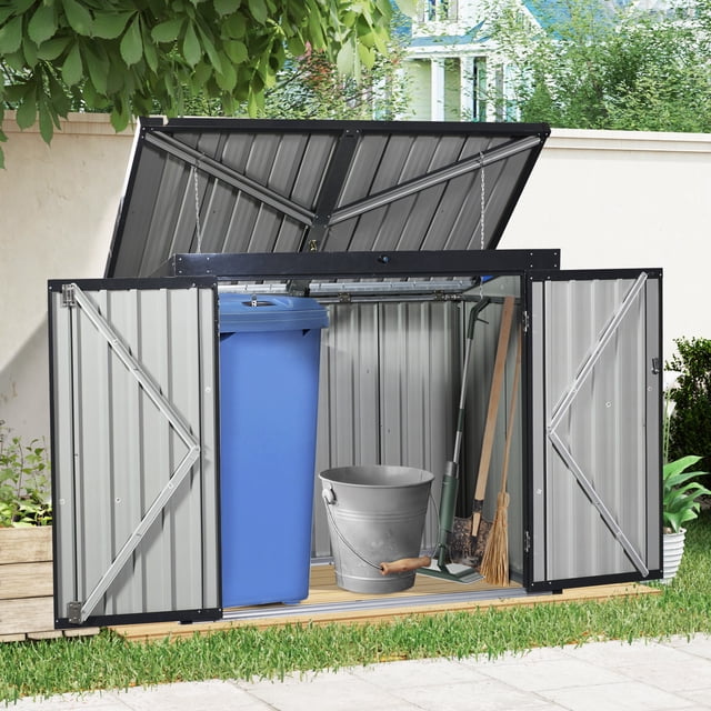 Noble House Abri Extérieur pour Bacs à Ordures pour 2 Poubelles, Boîte de Rangement en Acier Galvanisé Robuste, Abri pour Bacs Résistant aux Intempéries, Noir