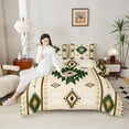 thumbnail image 4 of Manfei Brown Boho Bohemain Full Size Comforter Sets,Green Aztec Floral Bedding Comforter Set,Bohemain Geometry Bedding Sets,Breathable Room Decorative Reversible,3 Pieces, 4 of 8