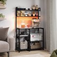 thumbnail image 4 of Gymax Hutch Bakers Rack w/LED Light 2 Anti-toppling Kits Charging Station for Kitchen Black, 4 of 10