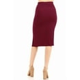 thumbnail image 3 of Women's Elastic Waist Band Stretch Bodycon Side Slit Solid Pencil Midi Mini Skirt, 3 of 4