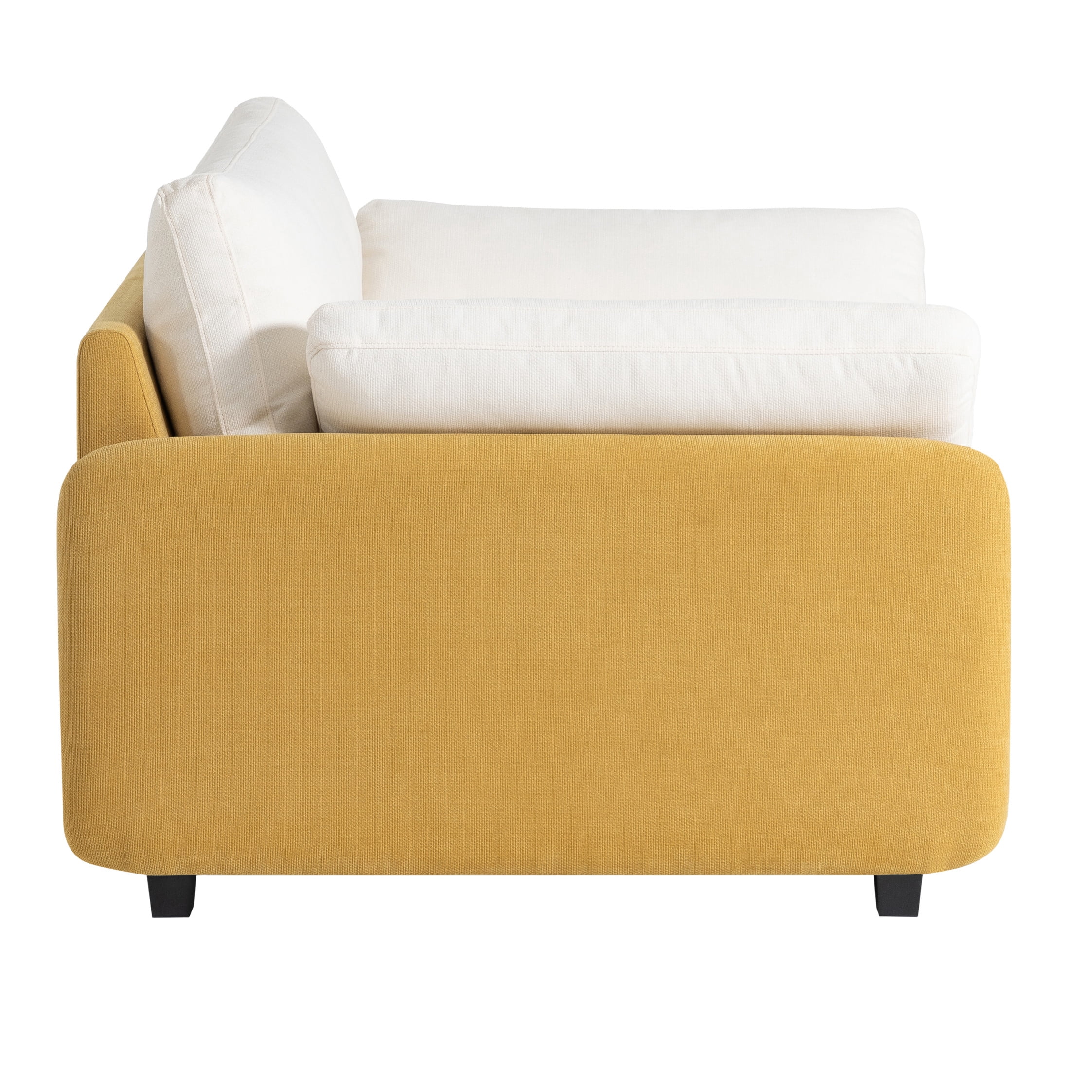 Noble House Iveron Oversized Chenille Upholstered Single Sofa Chair, Armchair Couch with Armrest Pillows, Yellow & Cream