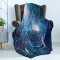 thumbnail image 4 of Astral Soft Flannel Fleece Blanket, Nebula Helix with Lots of Stars and Planets Outer Space Themed Print, Cozy Plush for Indoor and Outdoor Use, 60" x 80", Dark Sky Blue Multicolor, by Ambesonne, 4 of 5