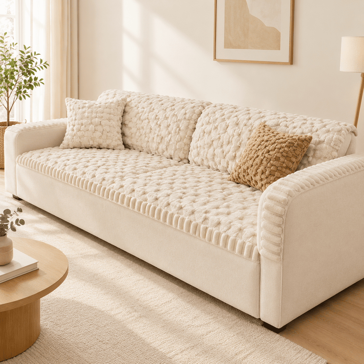 Beige 27.6x70.9 Pet Sofa & Chair Protector Washable Dog Couch Cover