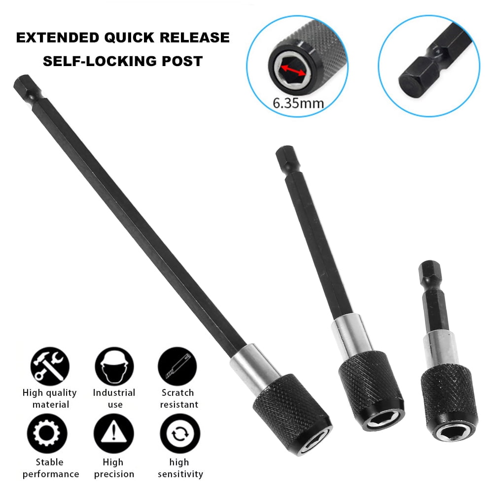 3Pcs Magnetic Screwdriver Extension Quick Release 1/4 Hex Shank Holder Drill Bit 