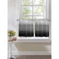 thumbnail image 4 of Black Grey Ombre 2 Panel Kitchen Curtains for Small Windows, Modern Abstract Art Texture Bathroom Tier Curtain, Short Window Treatment for Bedroom/Living Room 55"x36", 4 of 6