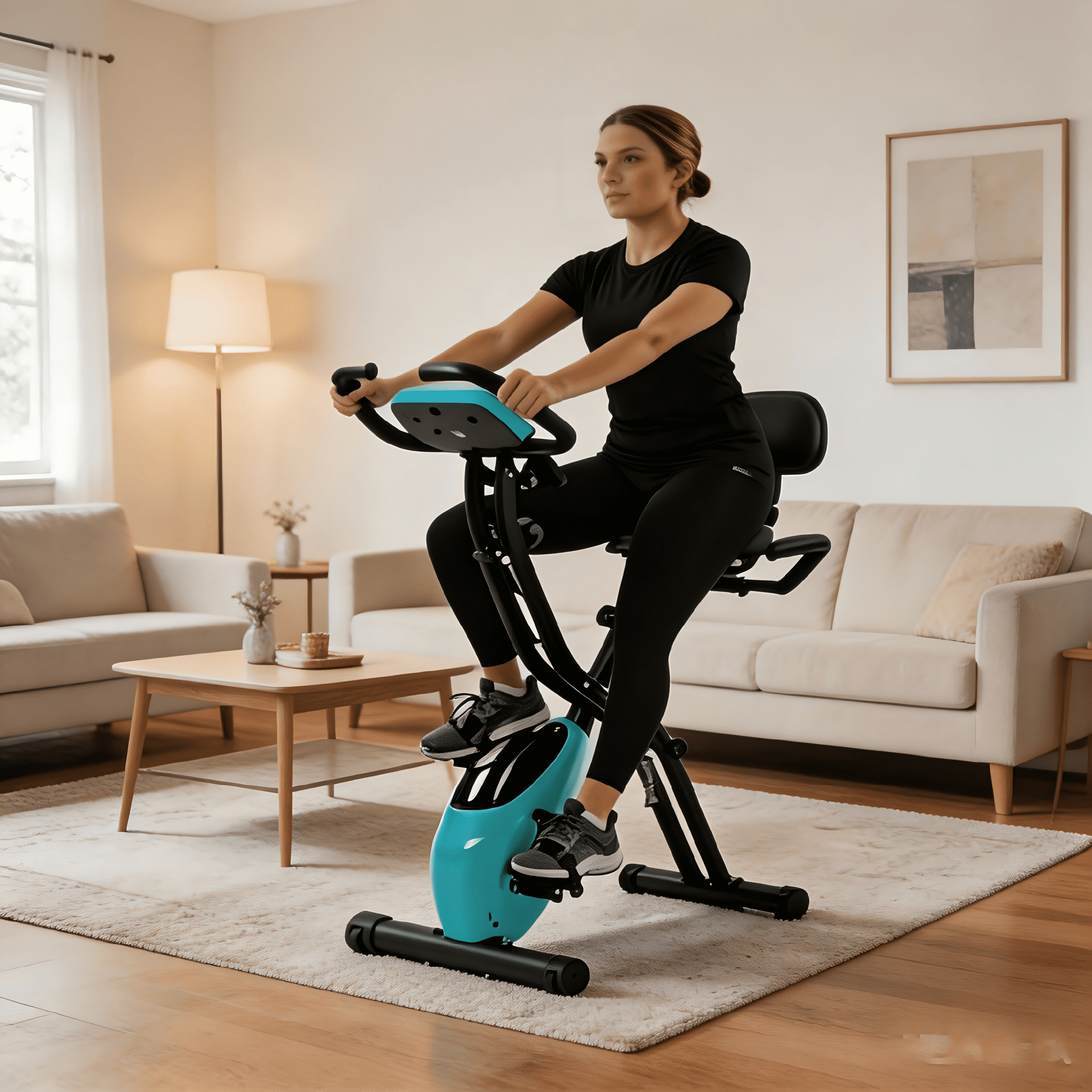 【EverNest Living】4-in-1 Folding Exercise Bike, Magnetic Stationary Bicycle, Green