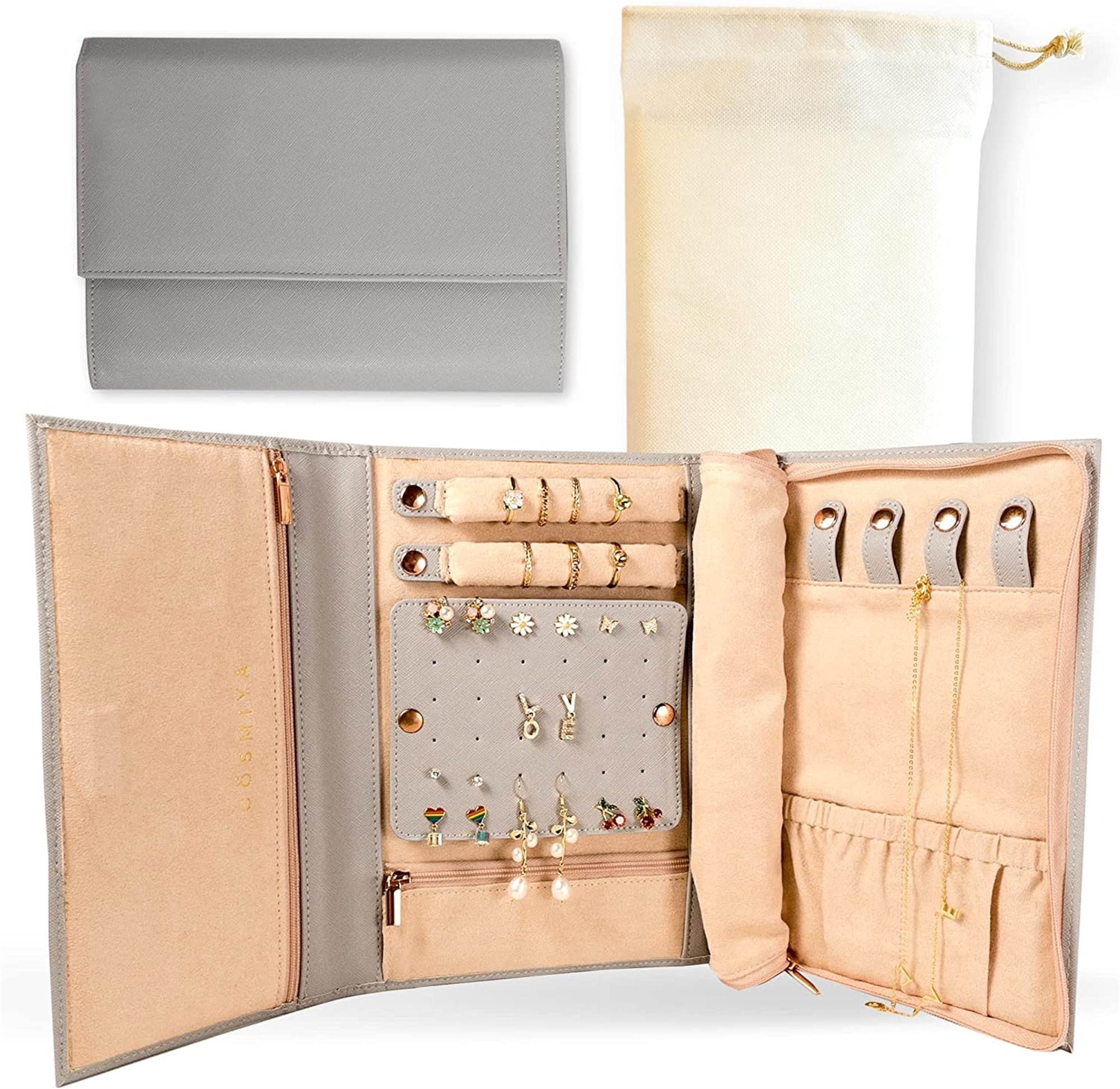 Travel Jewelry Organizer Case Roll Portable Jewelry Holder Travel Bag