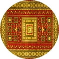 thumbnail image 1 of Ahgly Company Indoor Round Geometric Yellow Traditional Area Rugs, 7' Round, 1 of 4