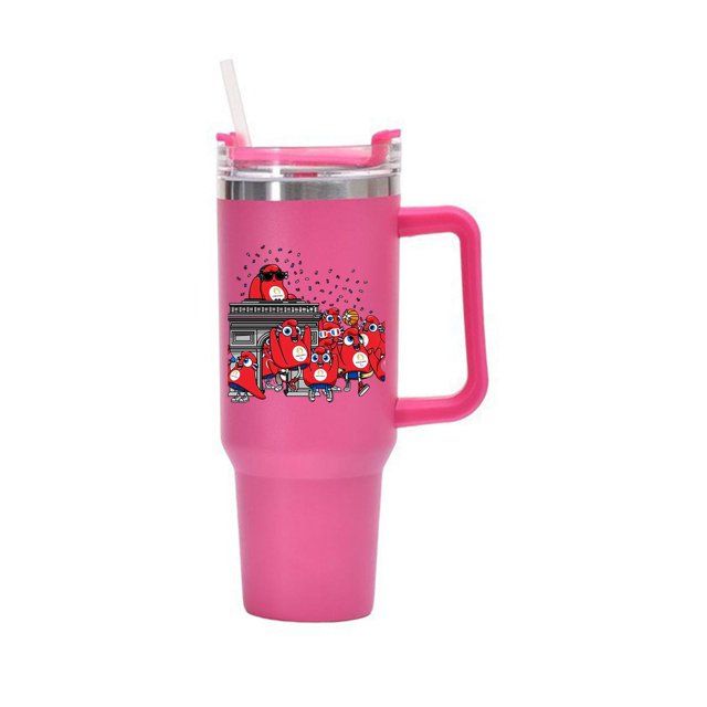Taza para coche, taza con mango de acero inoxidable 304, taza de hielo con pajita, 40oz